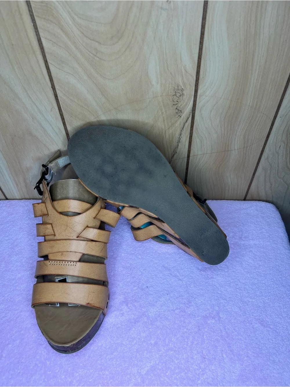 Blowfish Malibu Tan Strappy Cork Wedge Sandals